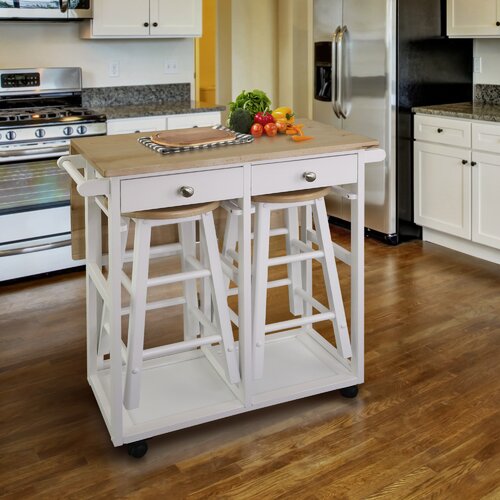 Wayfair Includes Stools Kitchen Islands Carts You Ll Love In 2024   Includes Stools Kyu Solid Wood Kitchen Cart 